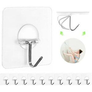 Heavy Duty Adhesive Wall Hooks Waterproof Towel Coat Key Hangers 12 Pack